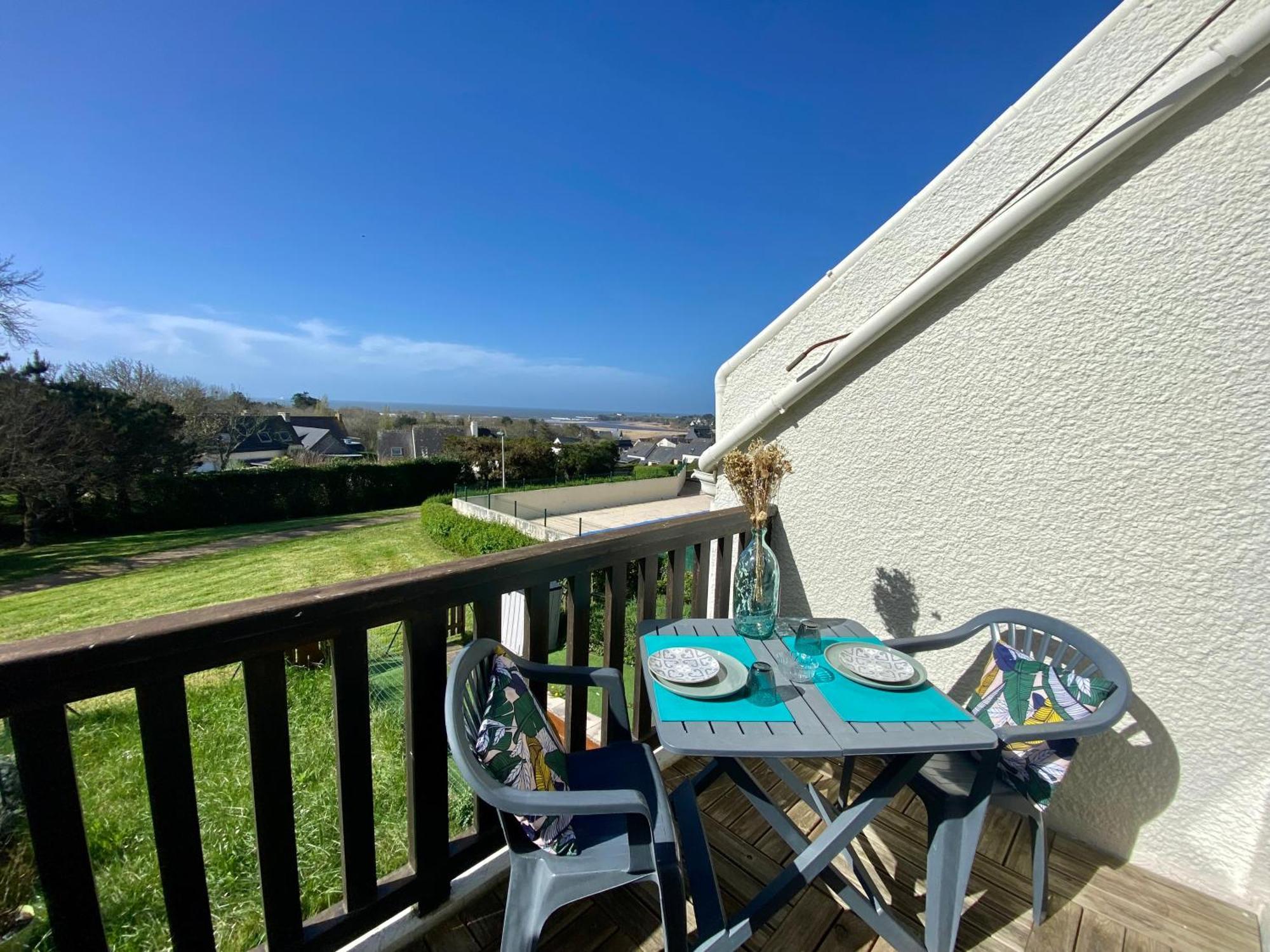 Studio Blue Horizon Vue Mer Guidel-Plage Exterior foto