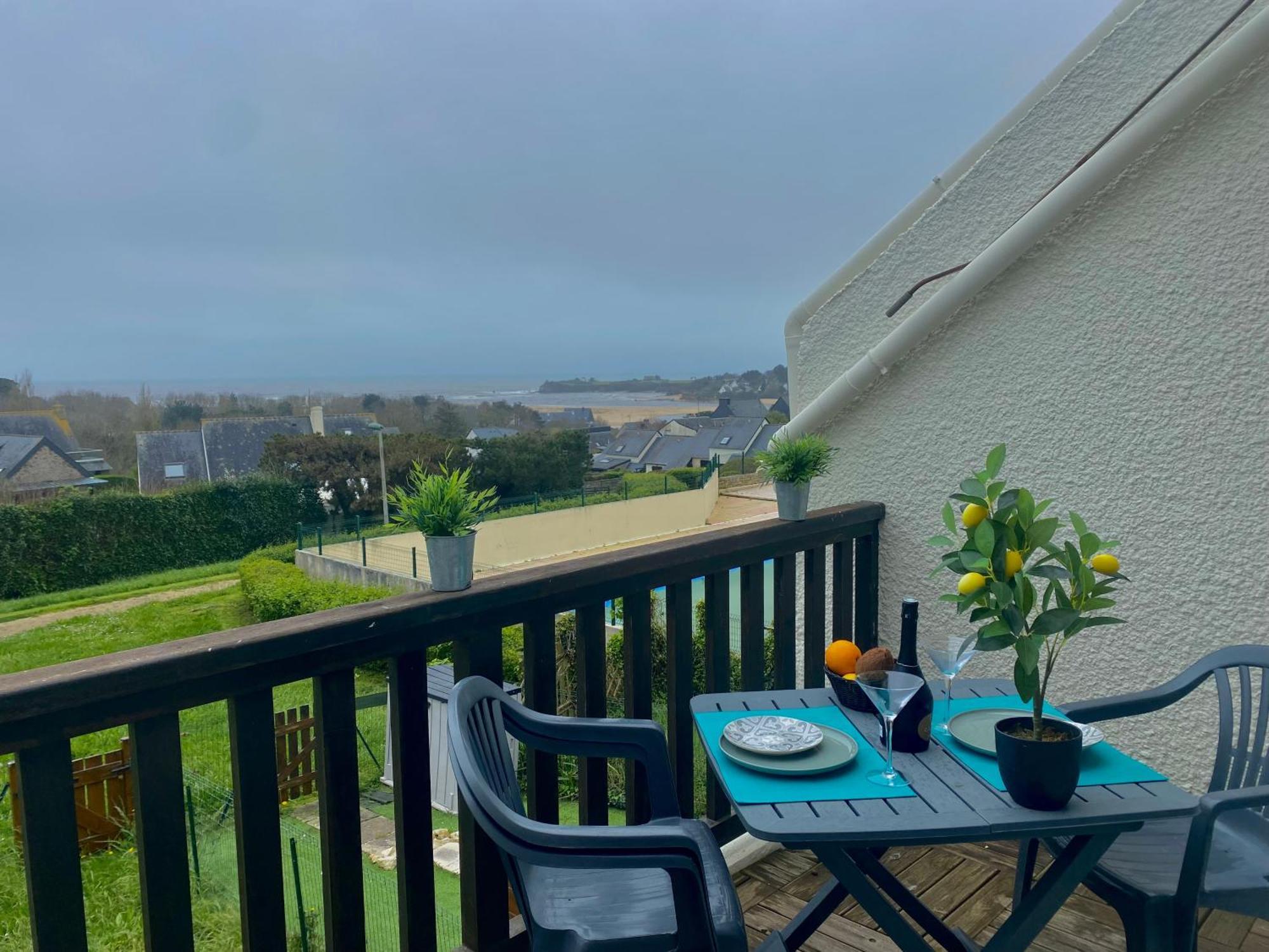 Studio Blue Horizon Vue Mer Guidel-Plage Exterior foto